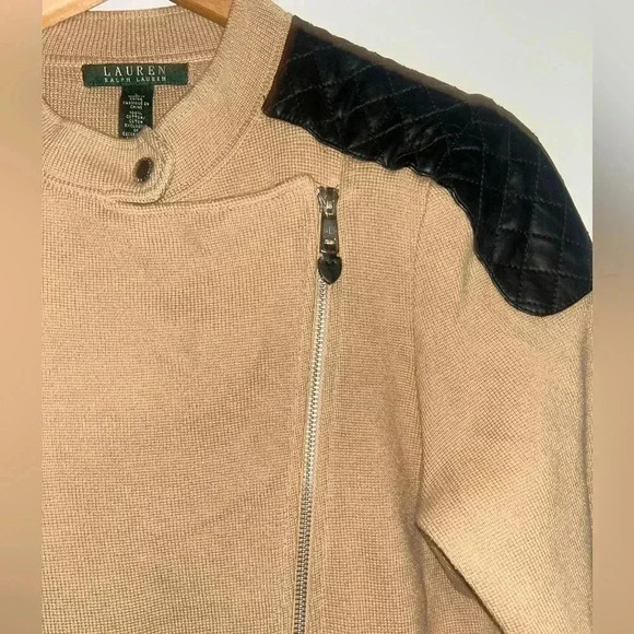 NEW Lauren Ralph Lauren Asymmetrical Zip Up Knit Jacket Sweater Size L - Picture 4 of 12